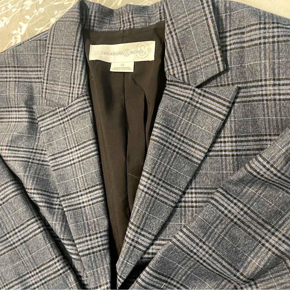 NWT New Treasure & Bond Nordstrom Blue Plaid Blazer 1X